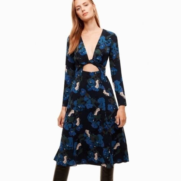 Aritzia Wilfred Aubagne Black Midi Dress Adjustable  Wrap - Picture 2 of 12